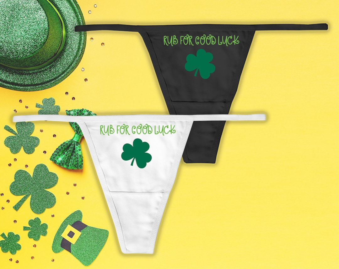 St Patricks Day Thong, Rub for Good Luck, Clover Panties, Lucky Charm ...