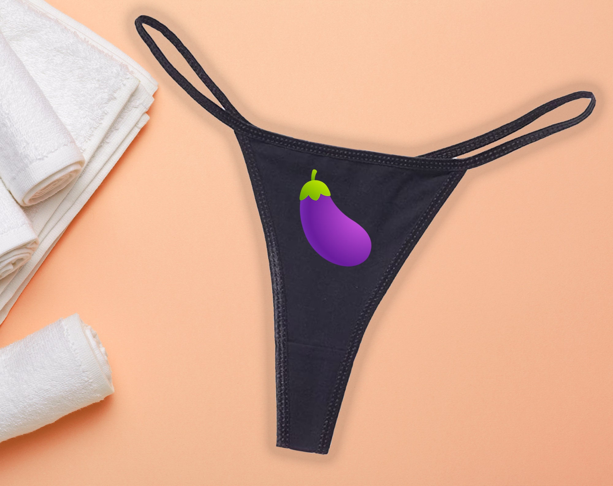 Eggplant String Thong Emoji Panties Sexy Lingerie Slutty Etsy