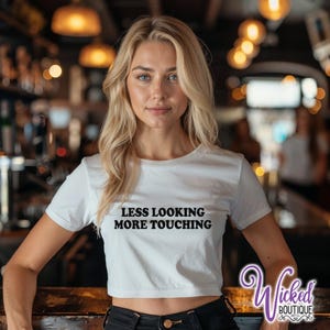 Less Looking More Touching Women&#39;s Crop Shirt