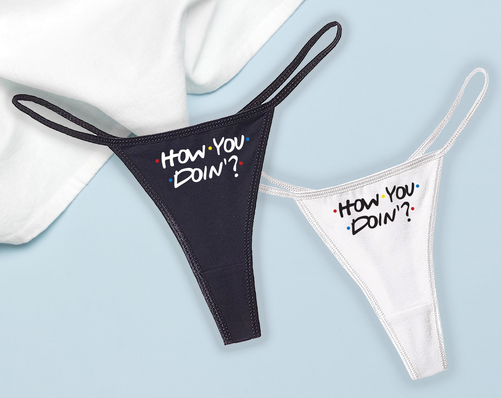 How You Doin' White Thong Friends Panties Sexy Underwear Lingerie 