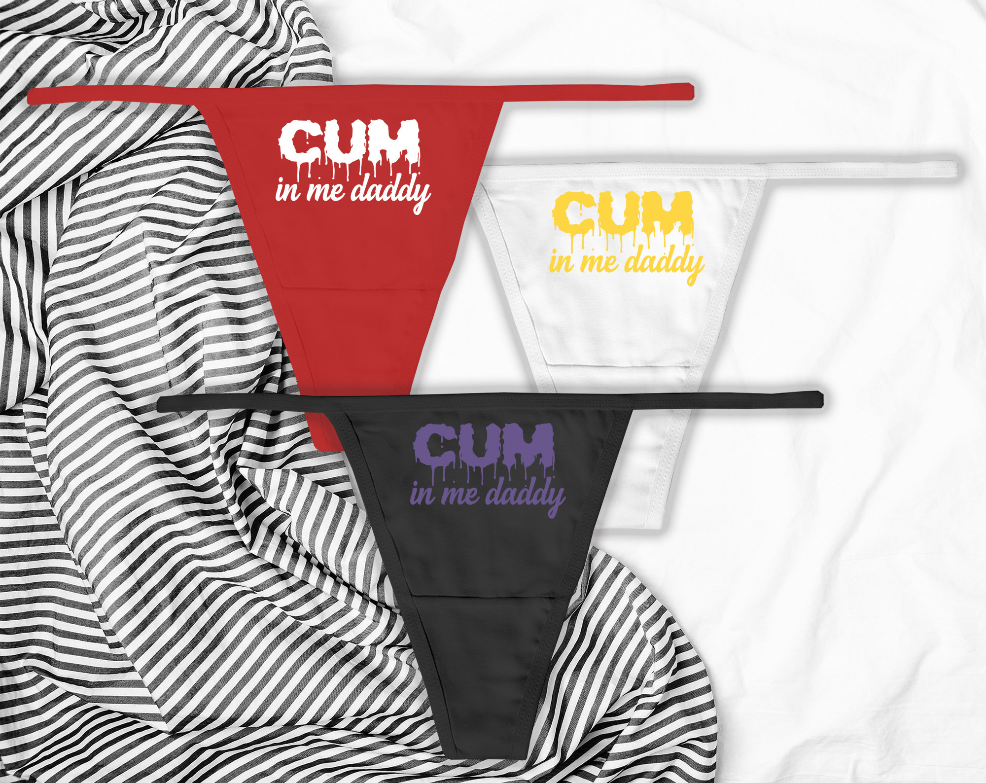 Cum In Me Daddy Panties DDLG Clothing Sexy Slutty Cute Submissive Creampie Funny Naughty Gift Booty Shorts Womens Underwear DDLG Lingerie