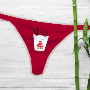 Thank You Enjoy Thong Panties, Funny Chinese Takeout Panties, Funny Underwear, Naughty Panties, Thank You Thong