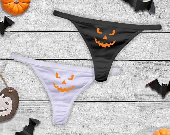 Halloween Thong Panties, Jack O Lantern Panties, Spooky Underwear