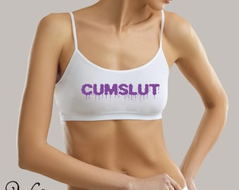 Sujetador Cumslut, sujetador de algodón, ropa de estar por casa