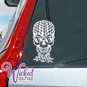 Upside Down Pineapple Skull Decal, Vinyl Decal, Vinyl Sticker, Car Decal, Car Sticker