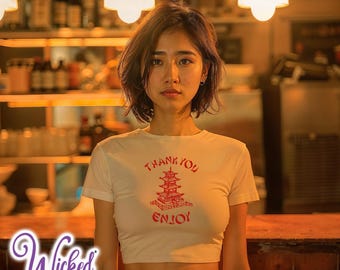 Thank You Enjoy Womens Crop Shirt, Flirty and Naughty Top, Hotwife
