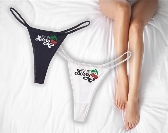 Pop My Cherry White Thong Virgin Panties Slutty Underwear Sexy Lingerie -   UK