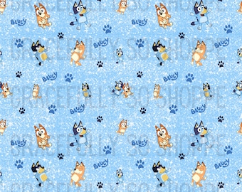 Blue Glitter Dog Seamless Digital File