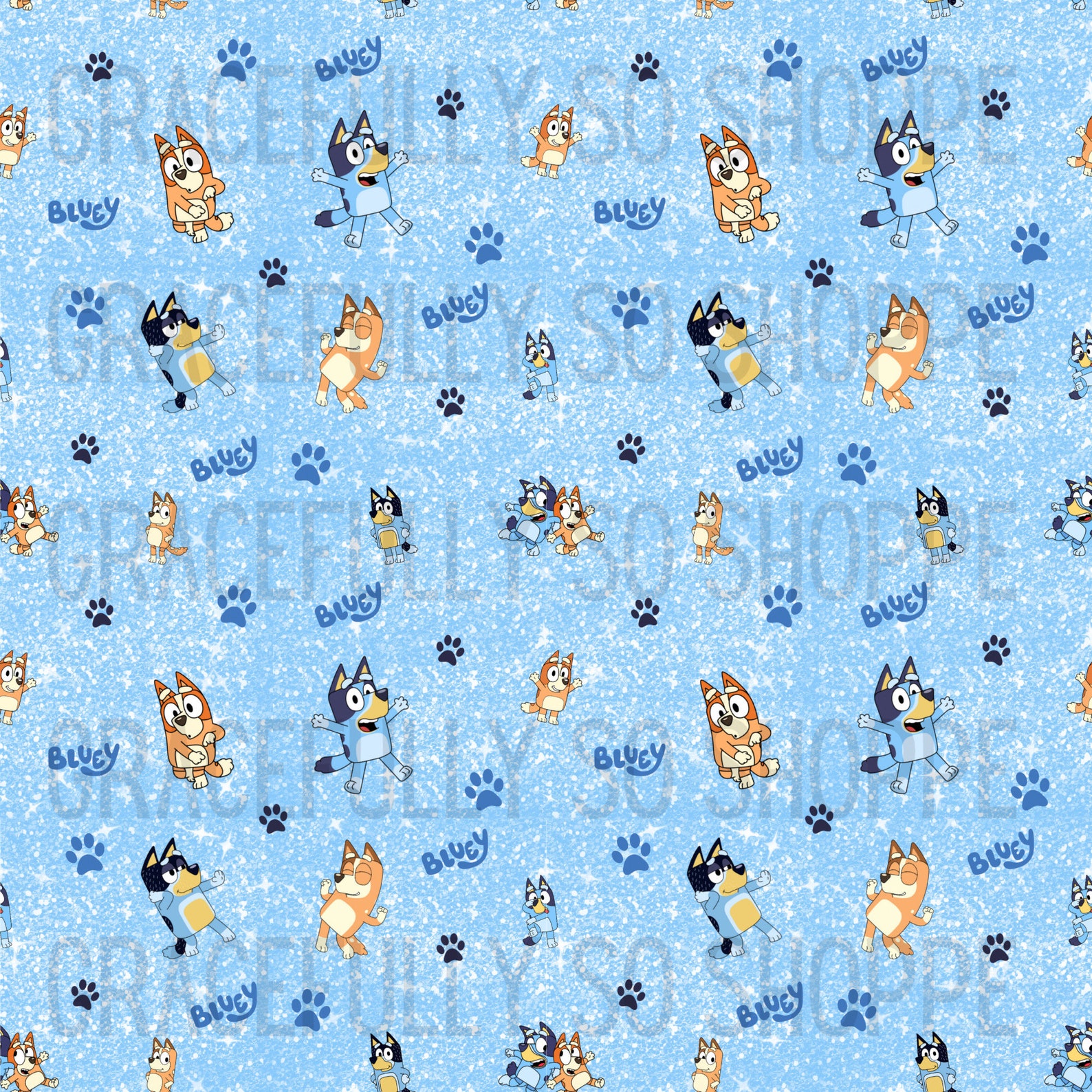 Bluey Blue Dog Blue Glitter Background Seamless File - Etsy