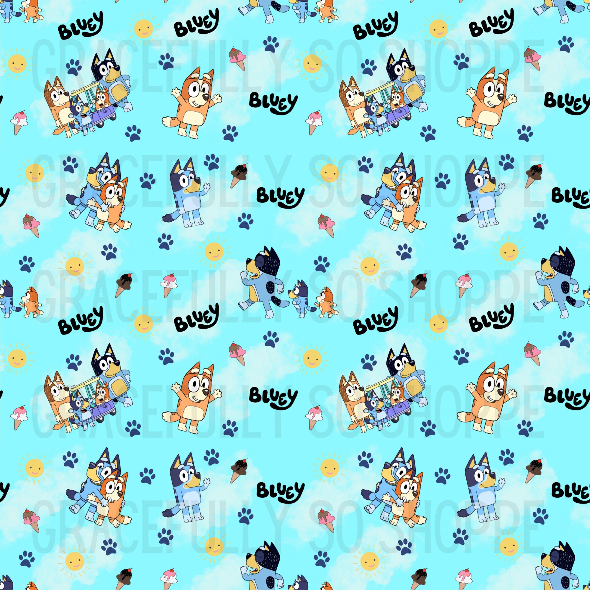 Bluey Blue Dog Summer Seamless File - Etsy