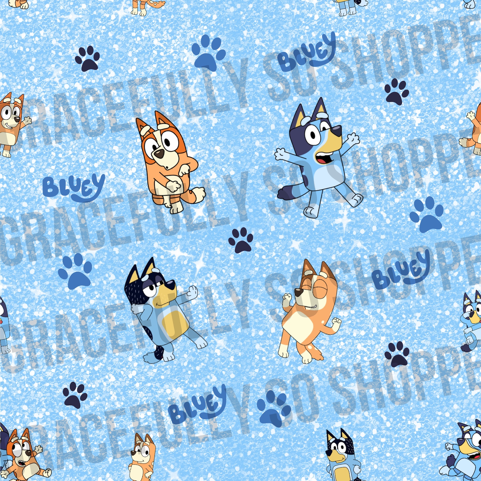 Bluey Blue Dog Blue Glitter Background Seamless File - Etsy