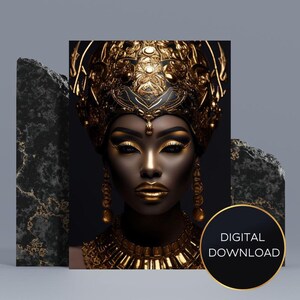 Black Woman Digital Art Wall Print, Black Excellence, Queen Art, Home Decor, Downloadable Art, Majestic Wall Art, Afro Digital Art