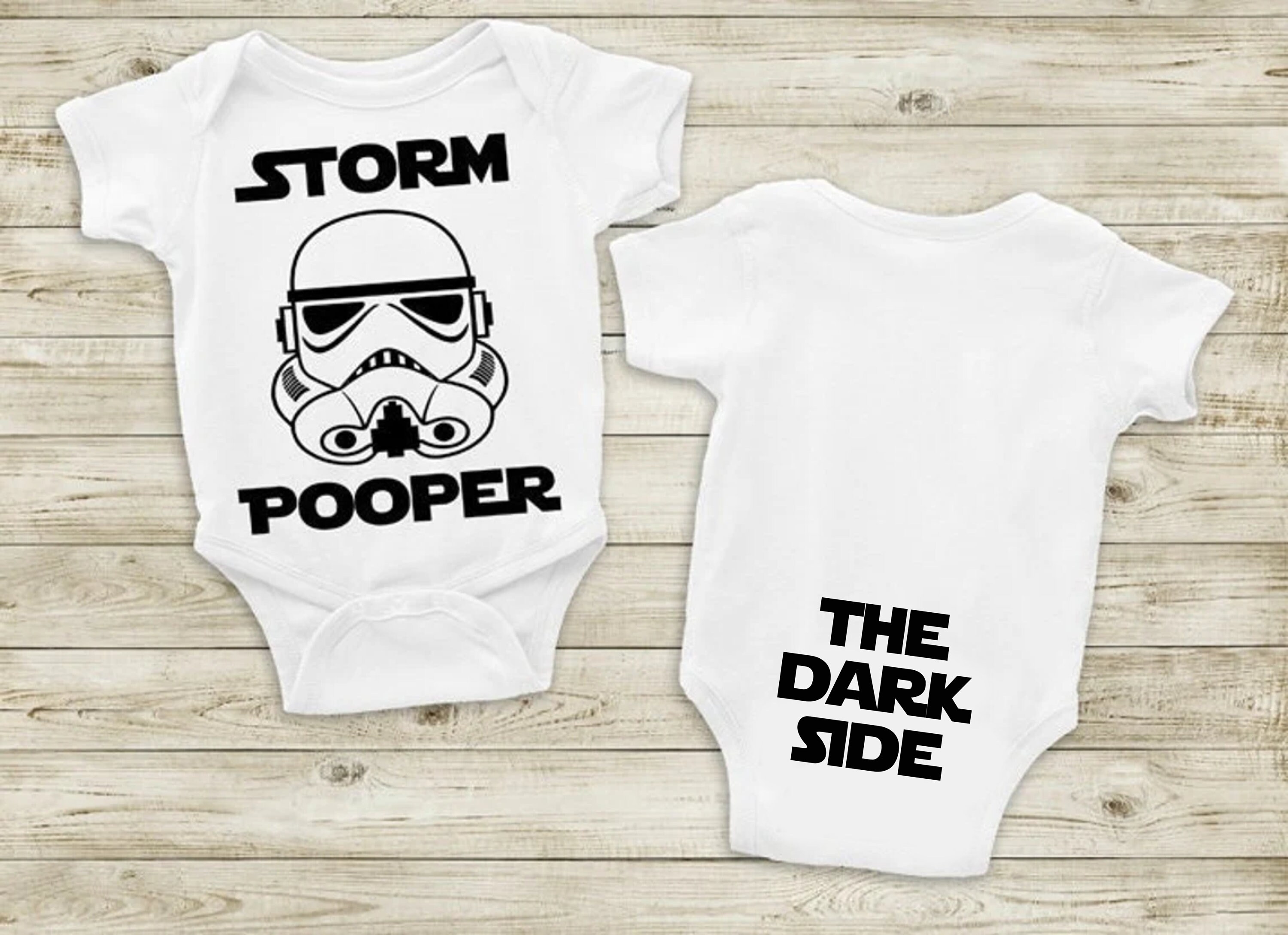 Storm Pooper Fun Star Wars Inspired Baby Boy Girl Sleepsuit Made in the UK Using 100% Fine Combed Cotton 