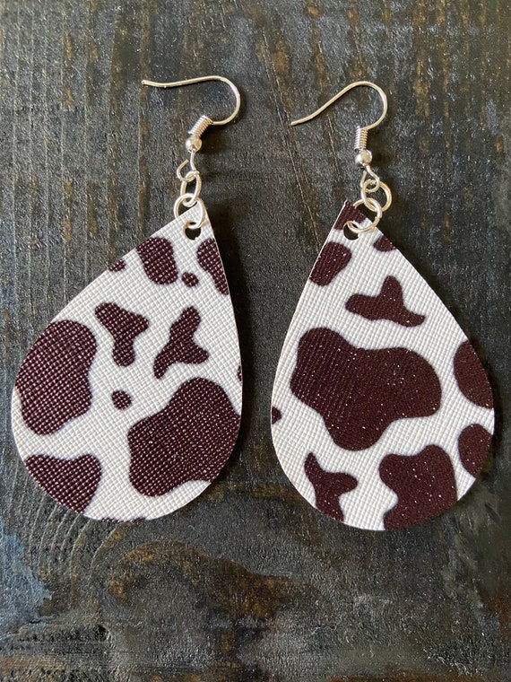 Cow Earrings / Animal Print Earrings / Gift for Cow Lover / | Etsy