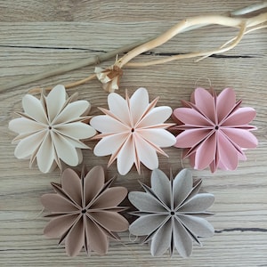 Papierblumen, 5er-Set, 3D, D 7,0 cm, handgefertigt