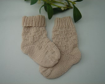 Baby Söckchen, Socken, handgestrick ca. 9,5 cm, 100% Baby-Merino