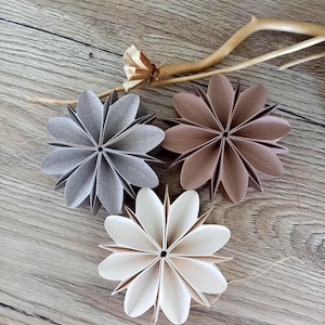 Papierblumen, 3er Set, 3D, D 7,0 cm, handgefertigt