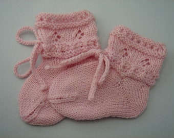 Söckchen, Babysocken, Babyschuhe, handgestrickt, gestrickt, Baby-Merino, FL ca. 9,0 - 10,0 cm