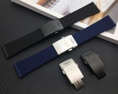 New 24 22 x 20mm BAND STRAP For Breitling High Quality Replacement Silicone Strap,Black and Blue band For Breitling Watch With Buckle breitl