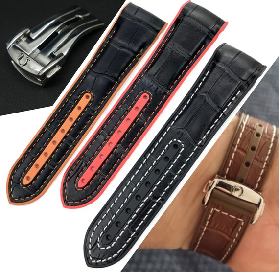 Omega Leather Rubber Strap Band | Etsy 