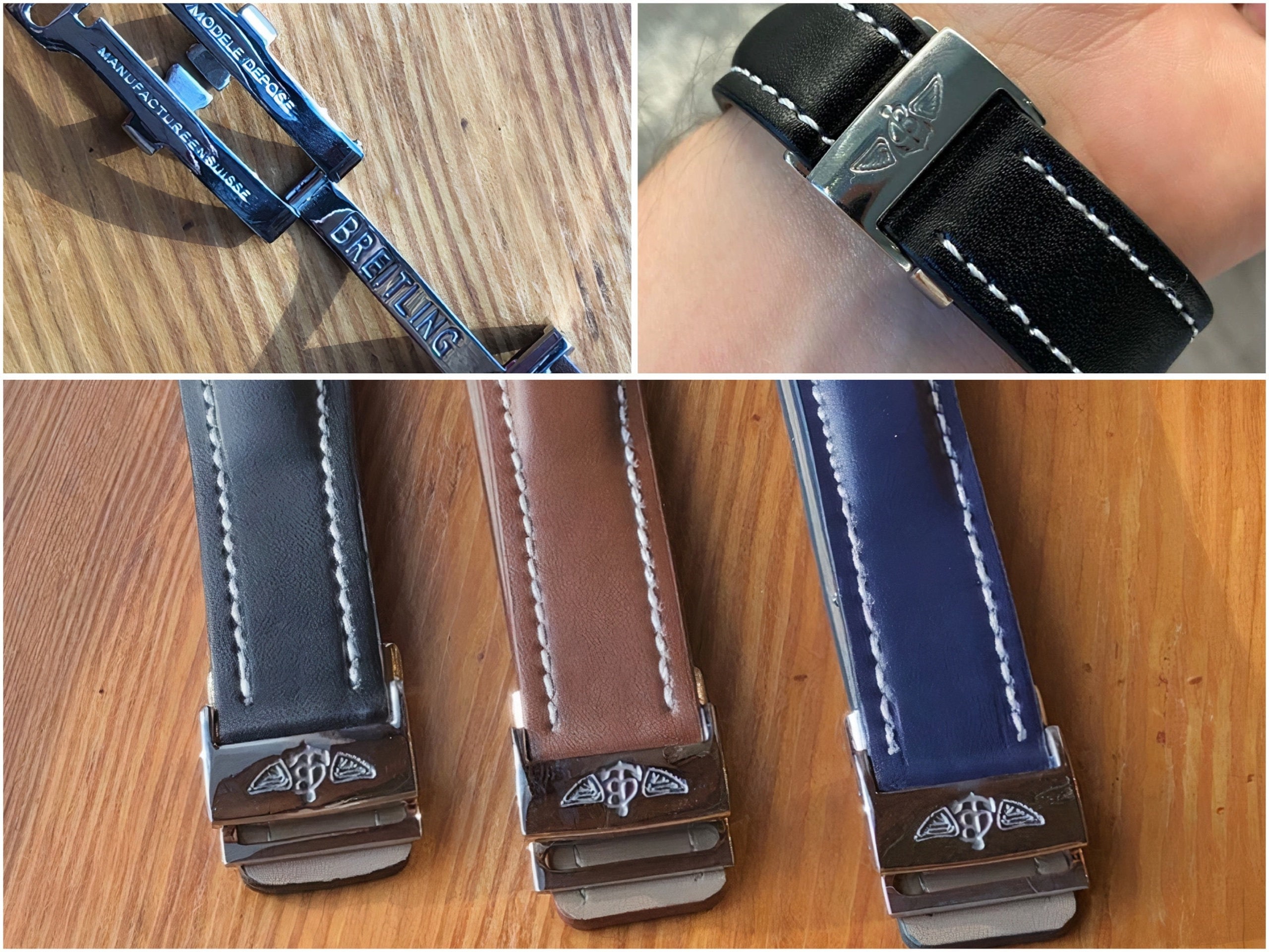 Breitling leather strap with deployment clasp sale