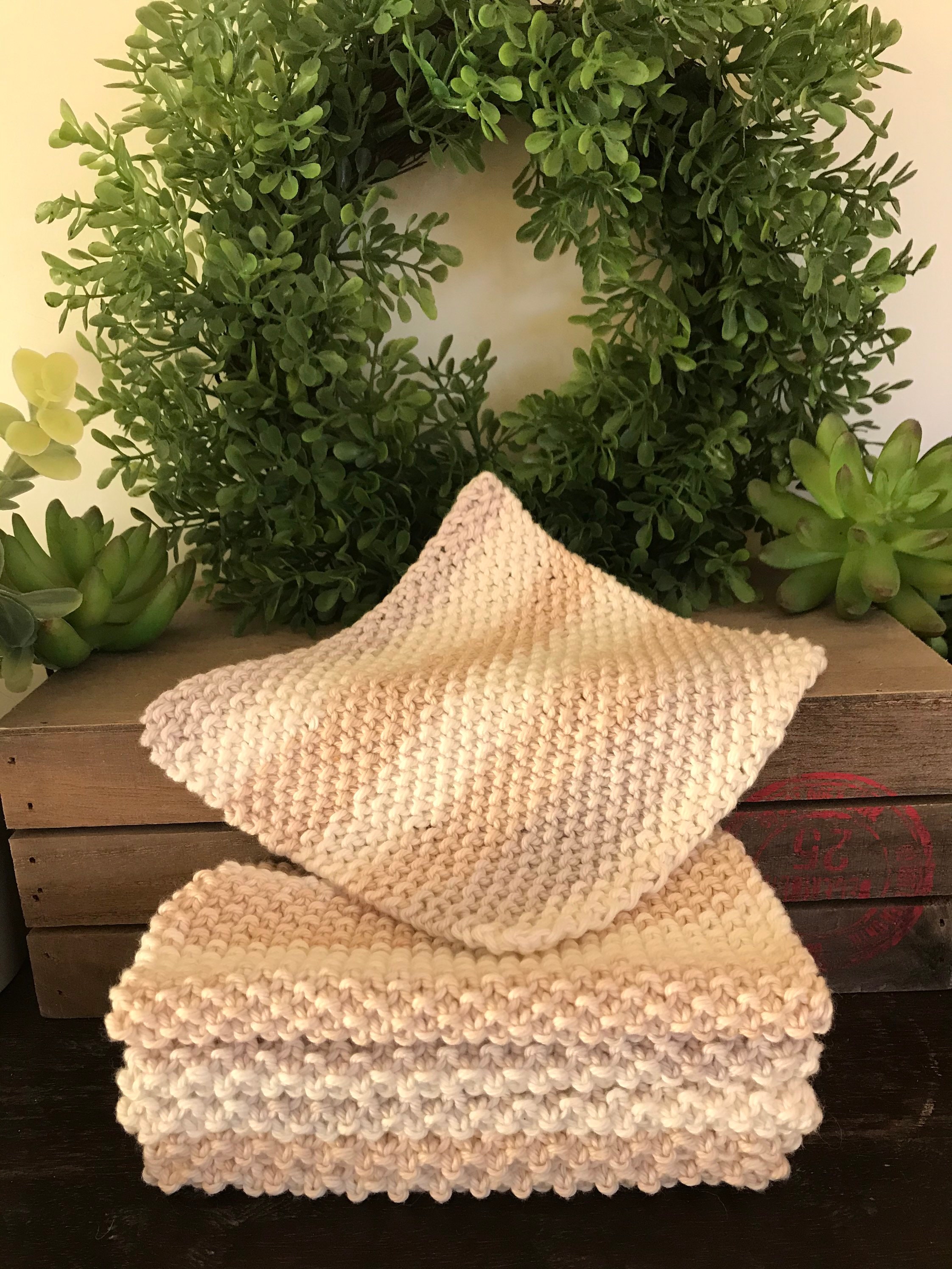 Hand knit cotton washcloths set of 3/Mothers Day gift/hand Etsy