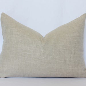 Beige Lumbar Pillow, Neutral Lumbar Pillow Cover, Oatmeal Linen Throw Pillow, Neutral Cushion Cover, Light Beige Lumbar || Oatmeal