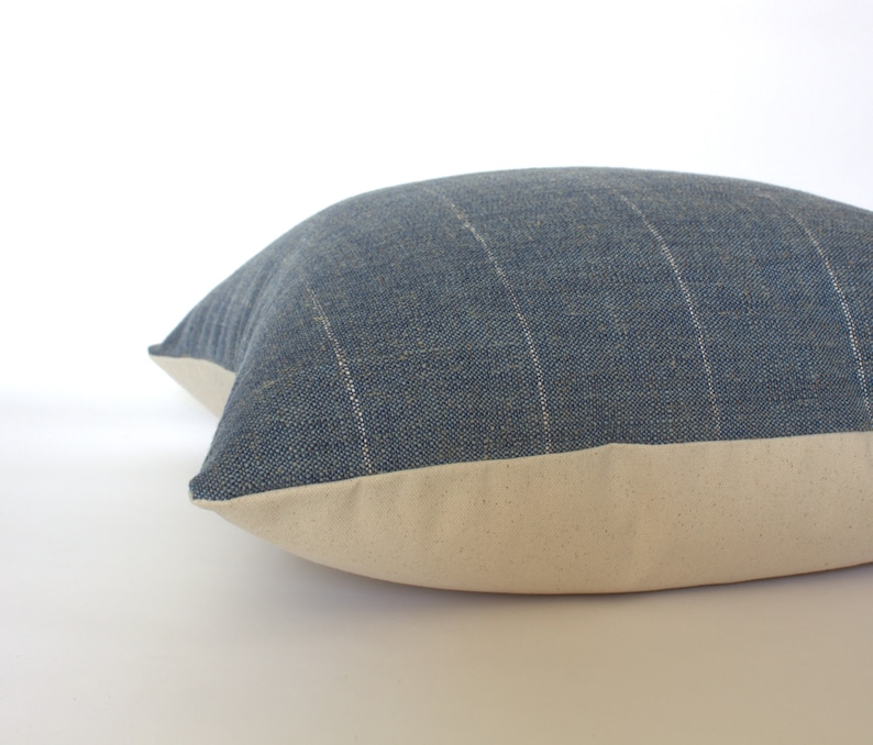 blue striped pillow cover