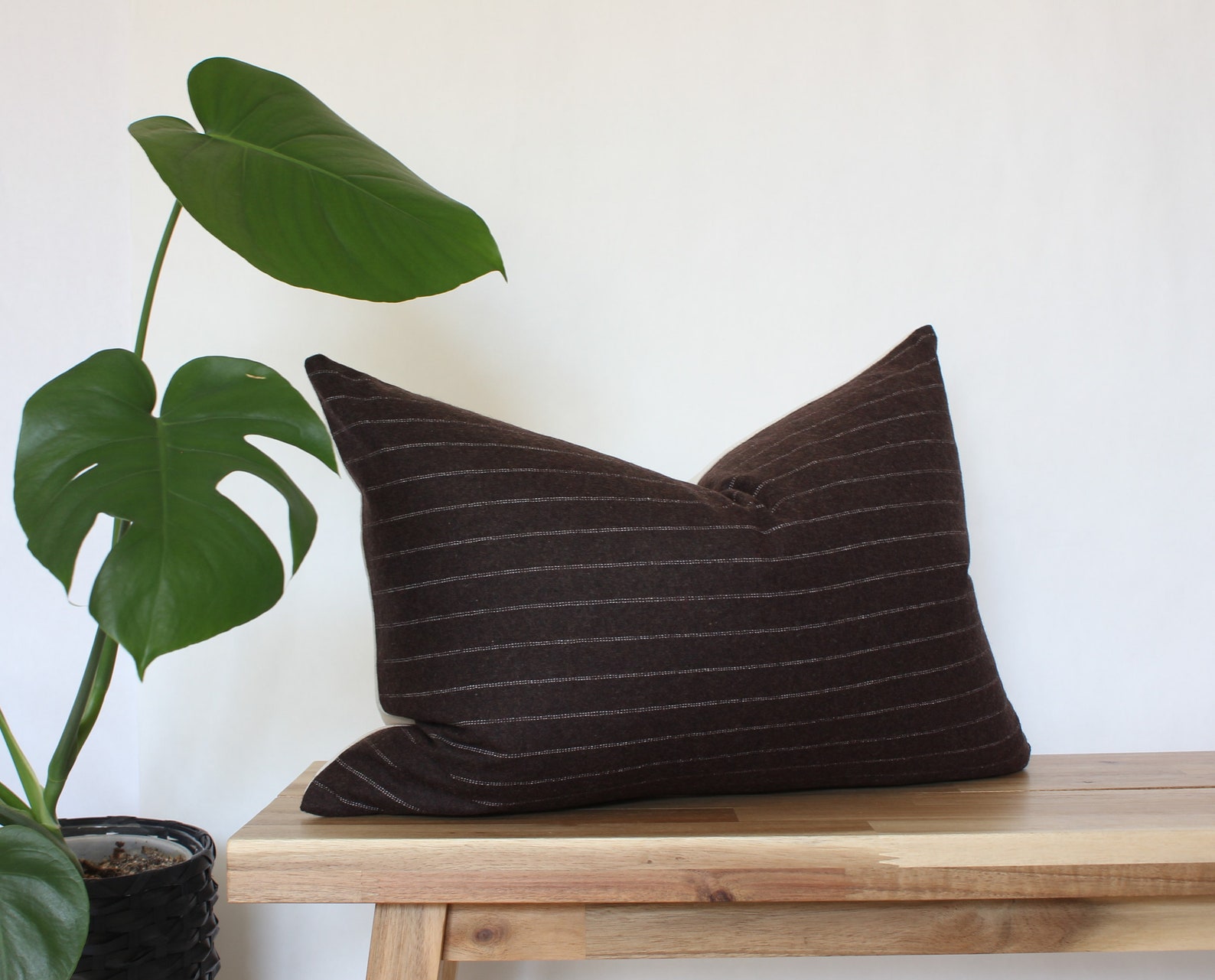 Brown Lumbar Pillow 12x20 Chocolate Brown Throw Pillow Etsy