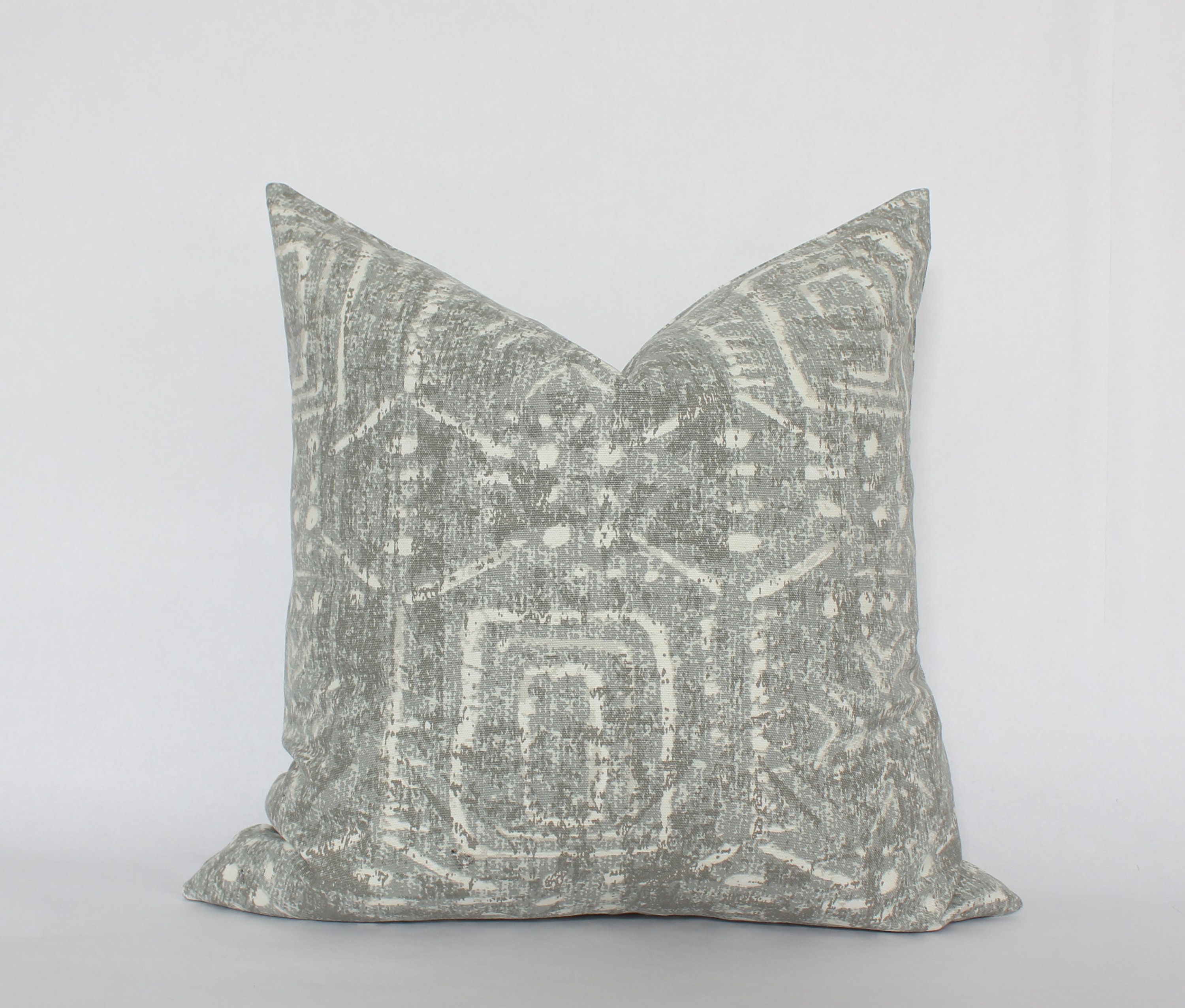 Boho Grey Pillow Cover 18x18 Geometric Cushion Cover Gray Etsy