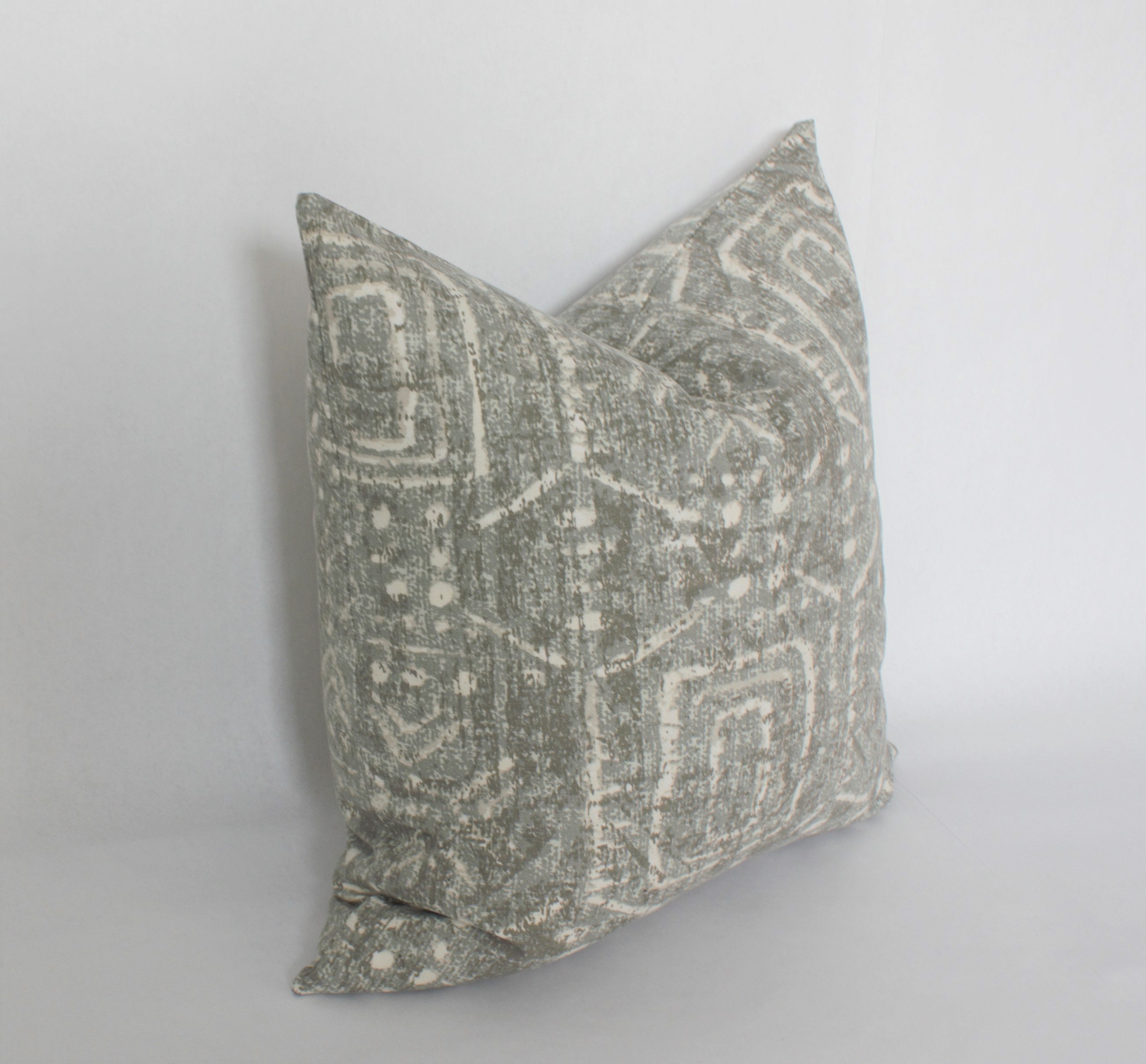 Boho Grey Pillow Cover 18x18 Geometric Cushion Cover Gray Etsy