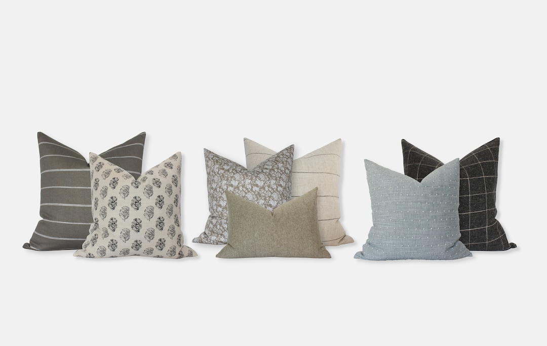 Throw Pillow Set for Sofa, Sectional Pillow Set of 7, Cream Brown and