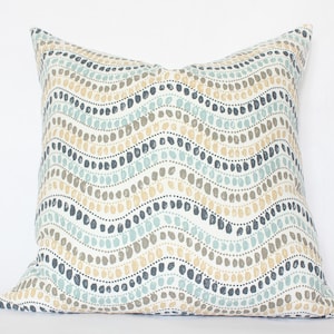 Blue Cream Pillow Cover 20x20, Light Blue White Pillow 18x18, Blue Coastal Pillow Cover, Throw Pillows Light Blue, Blue Cushion Covers