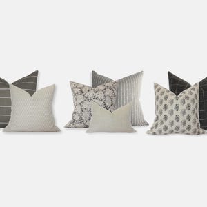 Sectional Sofa Pillow Covers, Neutral Pillow Combinations, Pillow Set for Sectional, Brown Cream Pillows, Sectional Couch Cushions || Petria