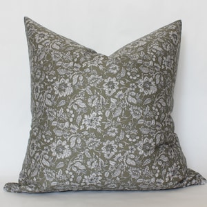 Olive Floral Pillow, Dark Green Floral Pillow Cover, Olive Throw Pillow Covers, Decorative Pillows Couch, Khaki Throw Pillow || Olive Floral