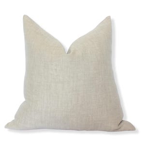Beige Linen Pillow Cover 18x18, Oatmeal Pillow Covers 22x22, Solid Beige Throw Pillow Cover 20x20, Neutral Cream Cushion Cover || Oatmeal