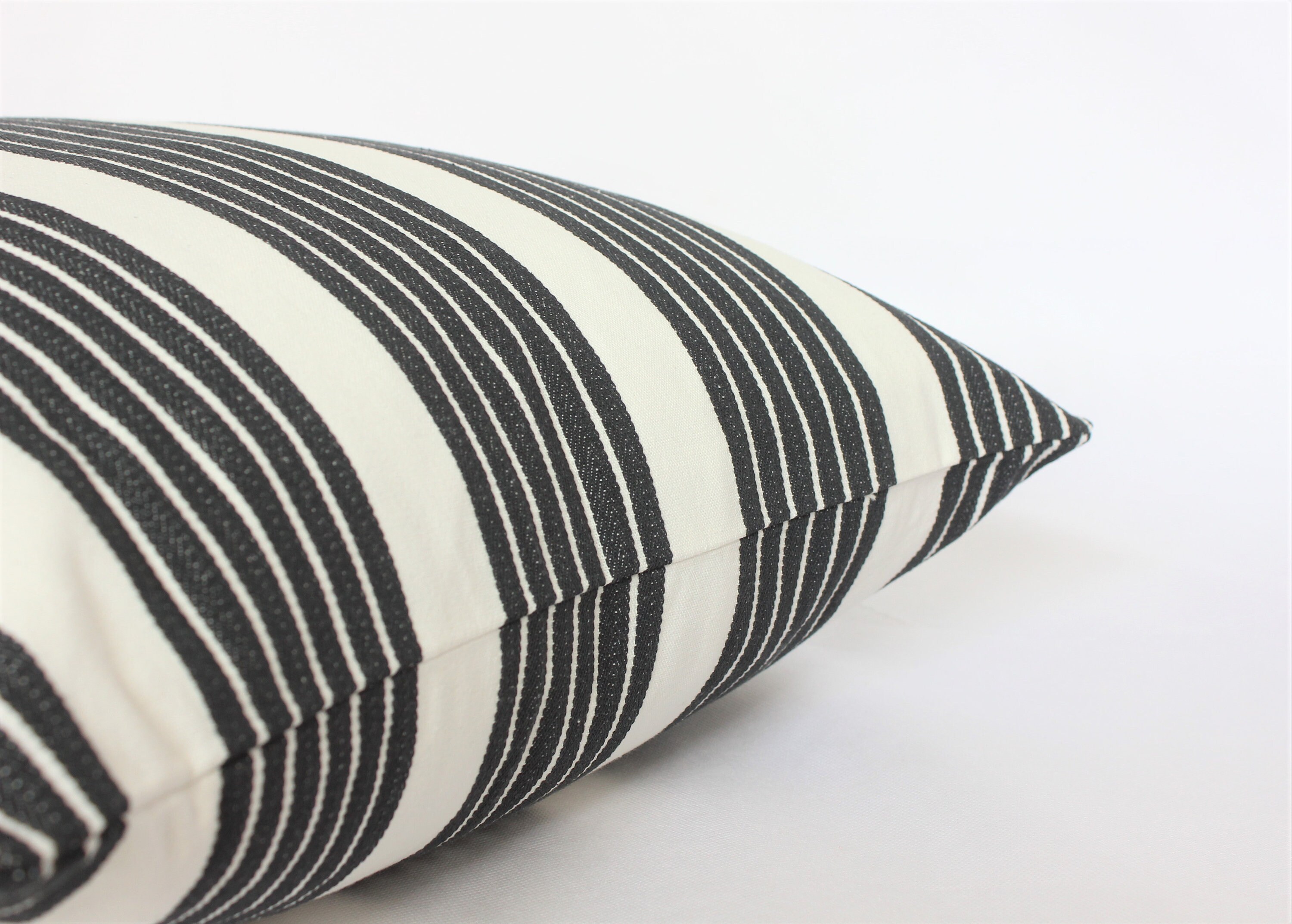 Black and White Lumbar 12x20 Striped Throw Pillow Covers Etsy