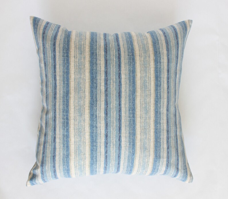 Light Blue Striped Pillow Cover Striped Blue Lumbar Pillow Etsy