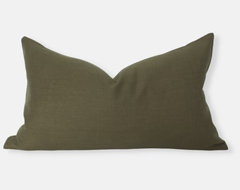 Olive Lumbar Pillow Cover, Olive Throw Pillow, Dark Green Lumbar, Lumbar Pillow Cover 12x20, Green Cushion Cover, Olive Lumbar Throw Pillow