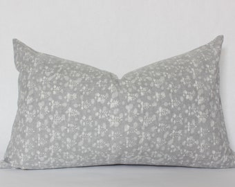 Neutral Floral Lumbar 12x20, Lumbar Pillow Cover 12x20, Grey and White Lumbar Pillow Cover, Greige Lumbar Throw Pillow, Gray Floral Pillow