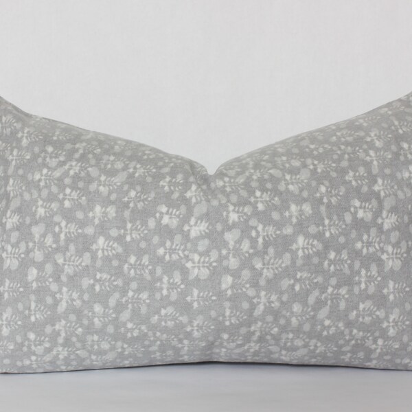 Neutral Floral Lumbar 12x20, Lumbar Pillow Cover 12x20, Grey and White Lumbar Pillow Cover, Greige Lumbar Throw Pillow, Gray Floral Pillow