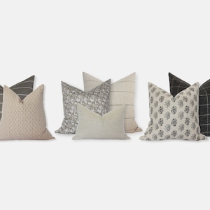 Sectional Pillow Set, Neutral Pillow Cover Set, Sectional Pillow Combo for Couch, Blush Cream Brown Throw Pillows || Millie