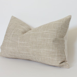 Beige Lumbar Pillow, Textured Pillow Covers, Tan Lumbar Throw Pillow, Decorative Pillows for Sofa, Cream Ivory Cushion Case || Layla