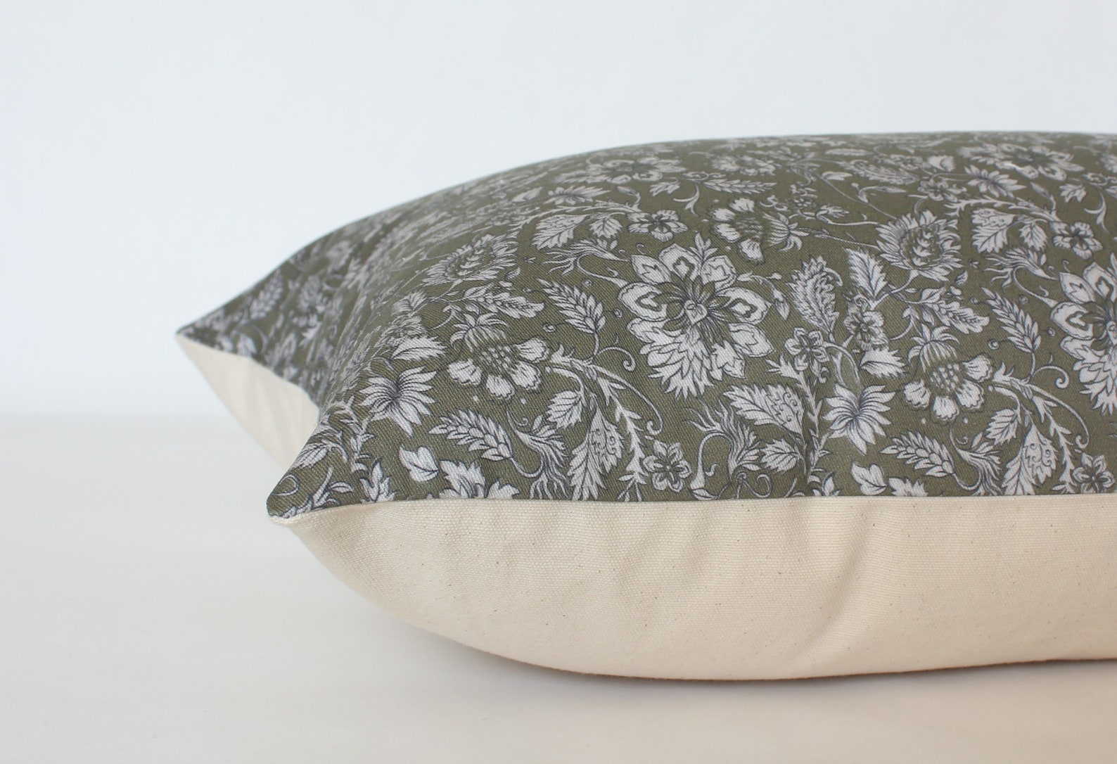 Olive Floral Pillow Dark Green Floral Pillow Cover 20x20 Etsy