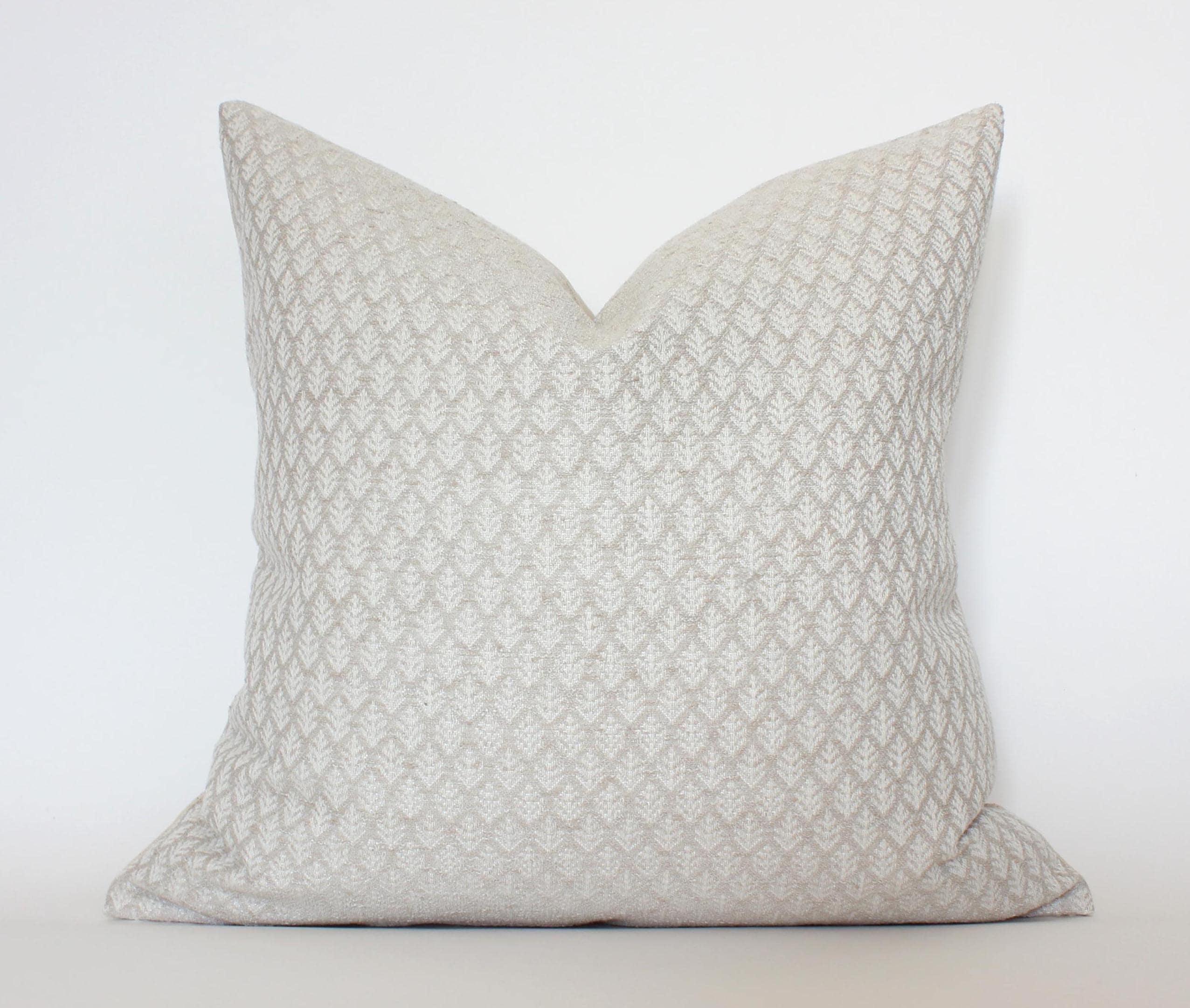 Ivory Floral Pillow Cover, Beige Neutral Throw Pillow, Cream and White Cushion Cover, Textured Pillowcase || Talisa