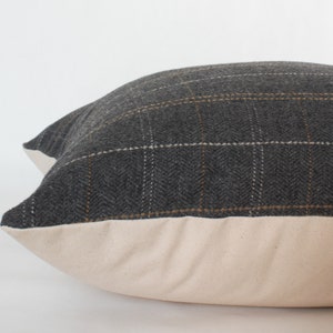 Plaid Throw Pillow, Moody Pillow Covers, Dark Gray Pillow, Minimalist ...