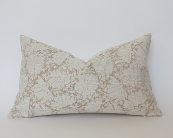 Floral Lumbar Pillow Cover,  Neutral Textured Pillow,  Ivory Floral Lumbar Pillow,  Lumbar Cushion Cover || Evielle
