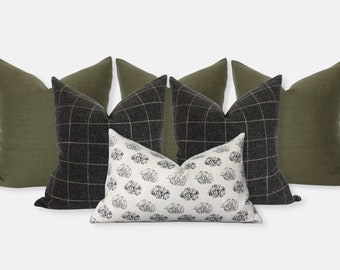Set di cuscini per letto, cuscini grigio oliva per camera da letto, set di cuscini per letto king size, set di cuscini per letto, federe per cuscini verdi // Victoria