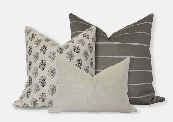 Neutral Pillow Combinations Pillow Set of 3 Brown Cream Neutral