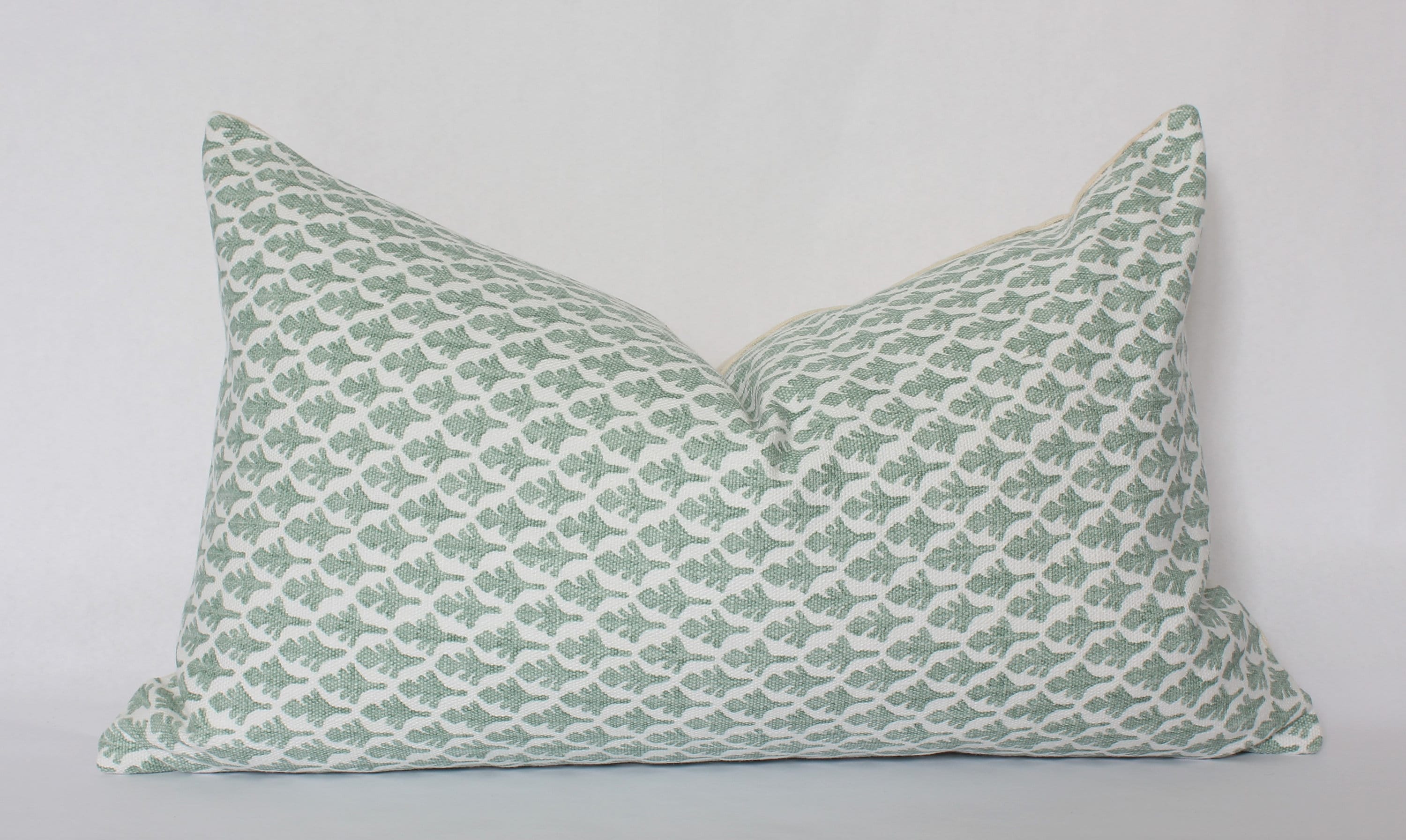 Green Moire Lumbar Throw Pillow — Leslie Flood Interiors